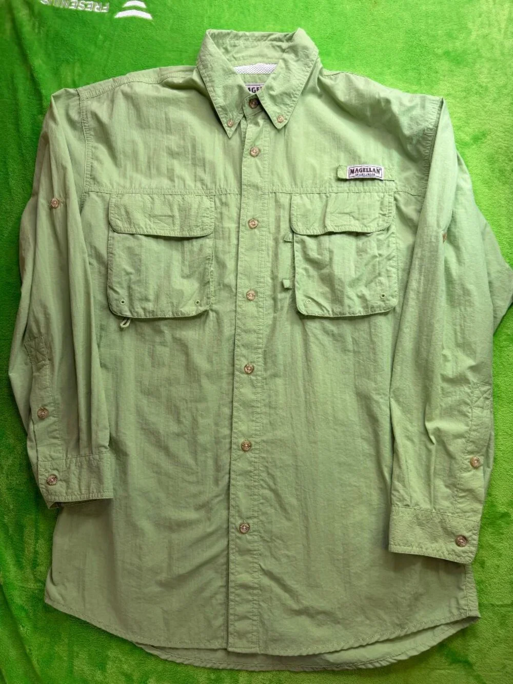 Magellan Sportswear Vented Fishing Shirt Sz M Green - Picture 1 of 7